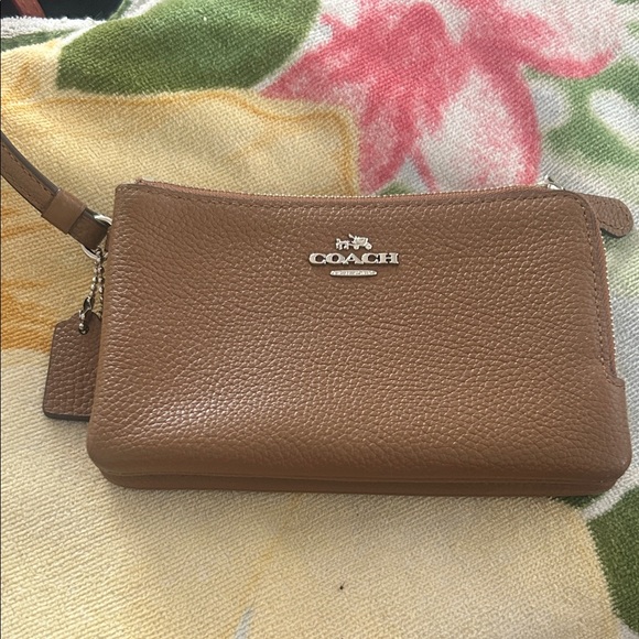 Coach Brown Leather Wristlet - Picture 1 of 5